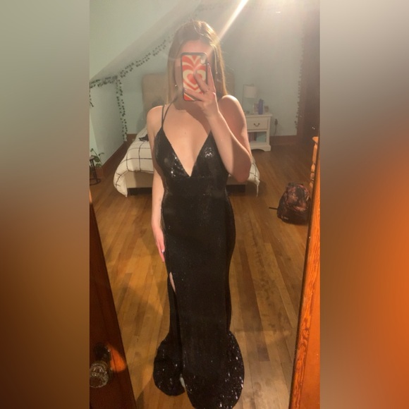 Black sequin tie up back PROM dress!! - Picture 3 of 3